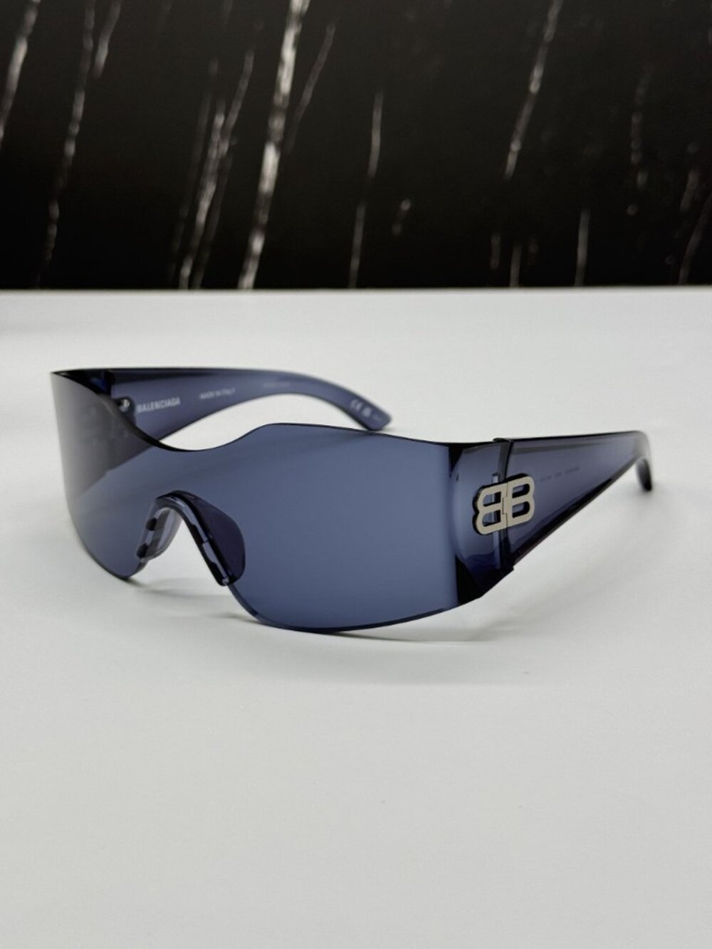 NEW BALENCIAGA BB0292S 002 BLUE UNISEX GEOMETRIC SUNGLASSES BALENCIAGA EYEWEAR - Picture 4 of 12